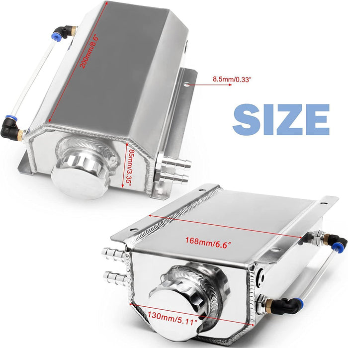 DURAFORCE 2L Polished Aluminum Coolant Radiator Overflow Reservoir Expansion Water Tank