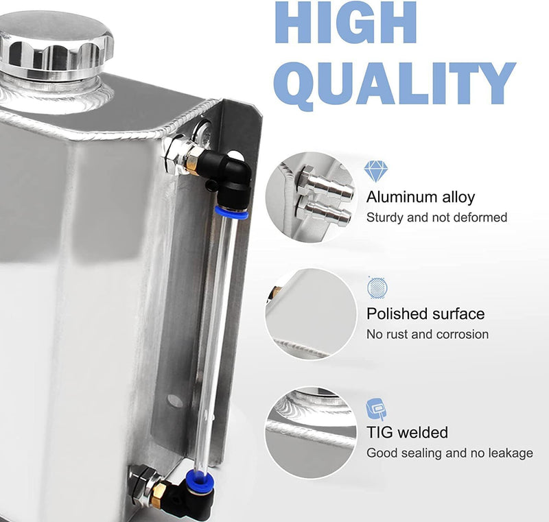 DURAFORCE 2L Polished Aluminum Coolant Radiator Overflow Reservoir Expansion Water Tank