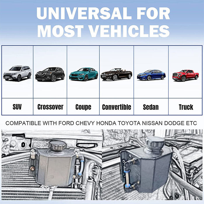 DURAFORCE 2L Polished Aluminum Coolant Radiator Overflow Reservoir Expansion Water Tank