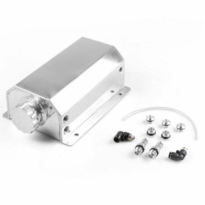 DURAFORCE 2L Polished Aluminum Coolant Radiator Overflow Reservoir Expansion Water Tank
