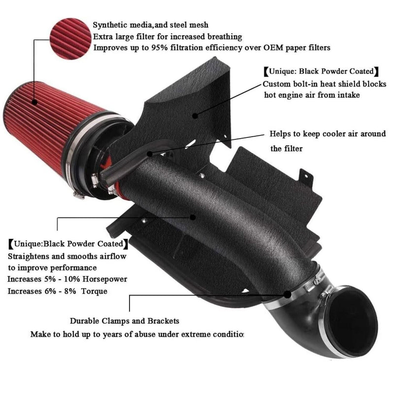 DURAFORCE 4" Cold Air Intake Kit With Filter For GMC Chevy Chevrolet 1500 2500 5.3L 6.0L