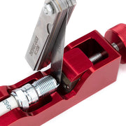 DURAFORCE Engine Spark Plug Gap Gapper Tool with 32 Blades Measuring Tool Metric SAE Red
