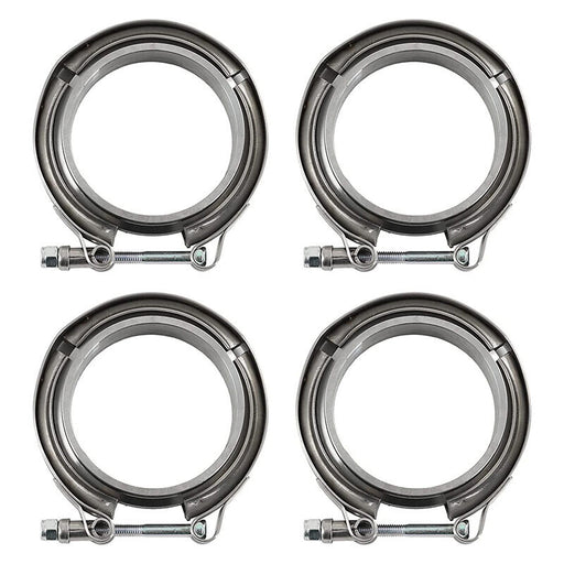 DURAFORCE 4PCS 3 Inch V Band Clamp Kit Male Female Flange Polished Steel Turbo Exhaust 3"