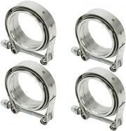 DURAFORCE 4PCS 3 Inch V Band Clamp Kit Male Female Flange Polished Steel Turbo Exhaust 3"