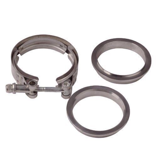 DURAFORCE 4PCS 3 Inch V Band Clamp Kit Male Female Flange Polished Steel Turbo Exhaust 3"