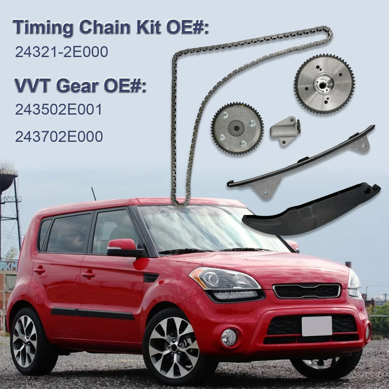 DURAFORCE Timing Chain Kit w/ VVT Camshaft Gear for Hyundai Elantra Kona 2.0L 2017-2021