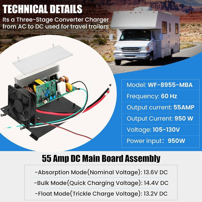 DURAFORCE For RV WF-8955-AD-MBA 55Amp Converter 12VDC Main Board Assembly Replacement Unit