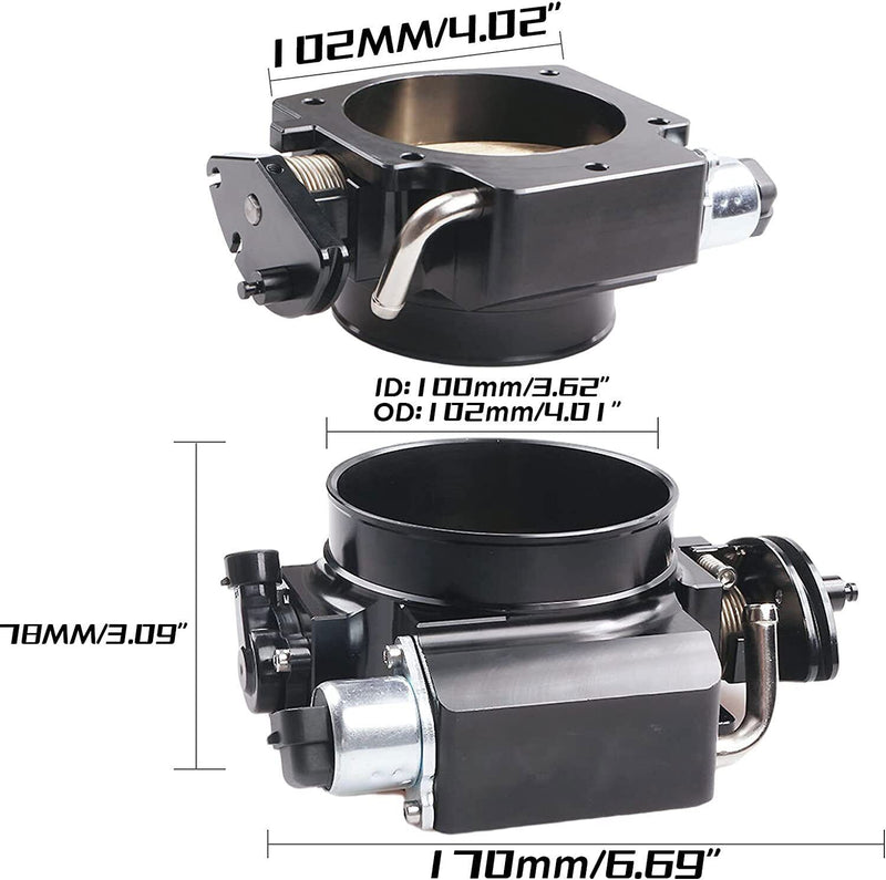 DURAFORCE 102mm 4 Bolt Throttle Body + TPS IAC+Throttle Cable Kit For GM Gen III LS1 LS2
