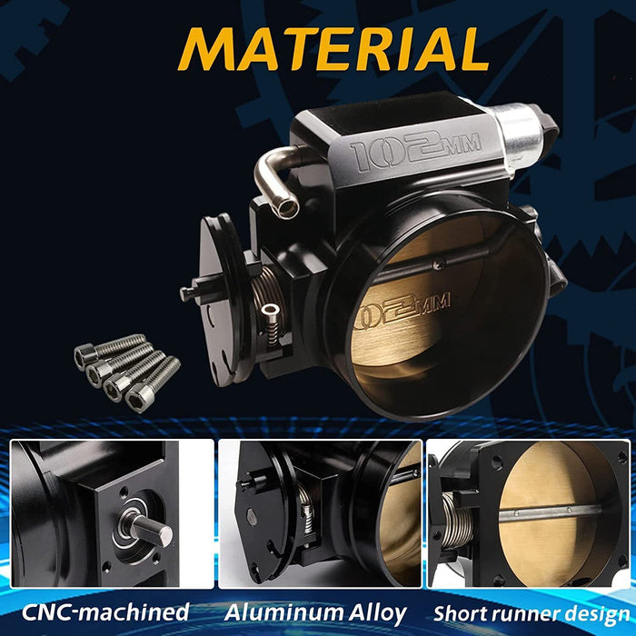 DURAFORCE 102mm 4 Bolt Throttle Body + TPS IAC+Throttle Cable Kit For GM Gen III LS1 LS2