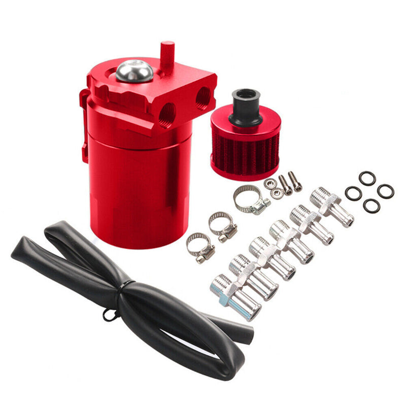 DURAFORCE Oil Catch Can Kit Reservoir Tank Engine Red Polish Baffled Universal Aluminum