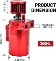 DURAFORCE Oil Catch Can Kit Reservoir Tank Engine Red Polish Baffled Universal Aluminum