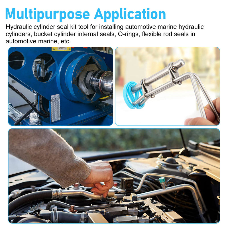 DURAFORCE 3 Pcs Sliver Hydraulic Cylinder Piston Rod Seal U-cup Installation Tool Kit Set