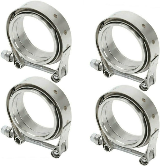 DURAFORCE 3" V-Band Flange&Clamp Kit Male/Female With Ridge Exhaust Steel X4 PCS