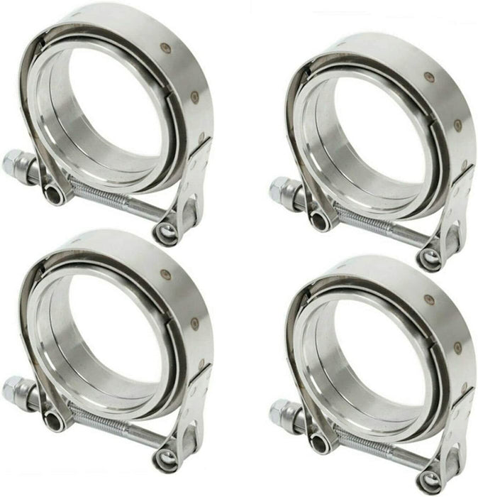 DURAFORCE 3" V-Band Flange&Clamp Kit Male/Female With Ridge Exhaust Steel X4 PCS