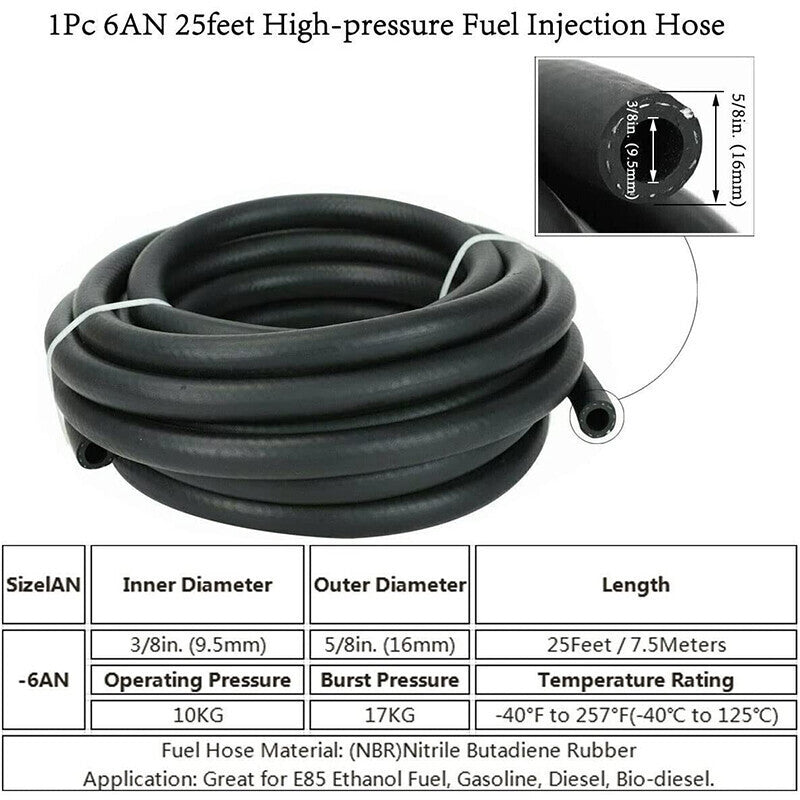 DURAFORCE 25Ft 3/8'' LS SWAP Fuel Injection Line Kit Complete Conversion EFI FI Fitting US