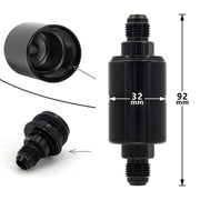 DURAFORCE High Flow Inline Fuel Filter Aluminium Alloy 100 Micron Cleanable AN6