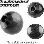 DURAFORCE Universal Carbon Fiber Style Gear Shift Knob Round Ball with 3 Adapters
