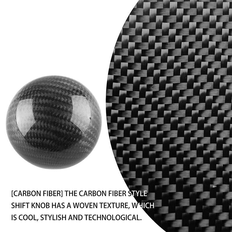 DURAFORCE Universal Carbon Fiber Style Gear Shift Knob Round Ball with 3 Adapters