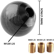 DURAFORCE Universal Carbon Fiber Style Gear Shift Knob Round Ball with 3 Adapters