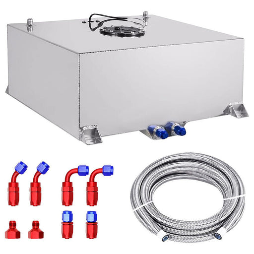 DURAFORCE 20 GALLON ALUMINUM FUEL CELL GAS TANK+CAP+LEVEL SENDER+STEEL FUEL LINE KIT US