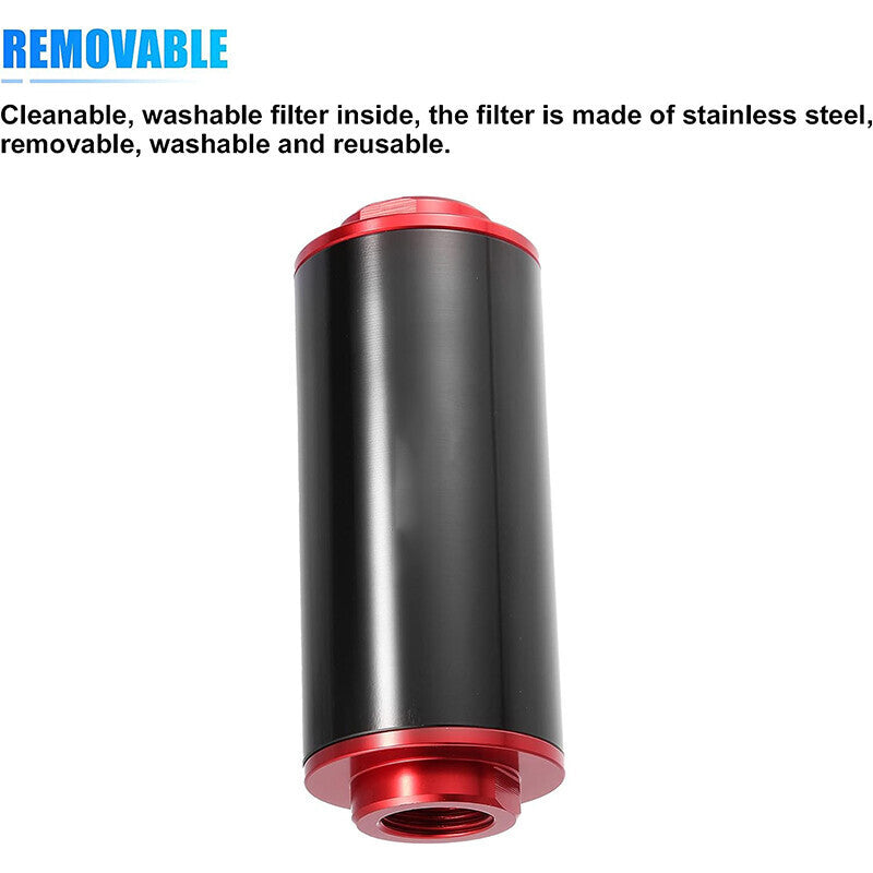 DURAFORCE AN6 AN8 AN10 Inline Fuel Filter High Flow 30 Micron Cleanable Billet 58mm