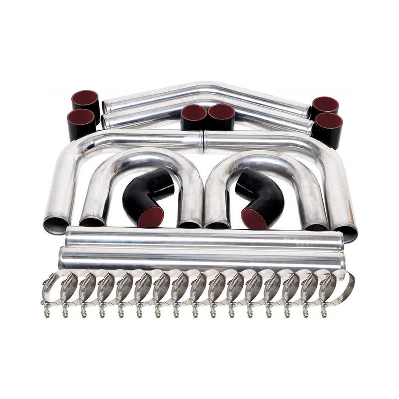 DURAFORCE 2.5" Aluminum Turbo Intercooler Piping Kit + Elbow Hose + Bolt Clamps Part New