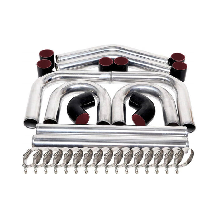 DURAFORCE 2.5" Aluminum Turbo Intercooler Piping Kit + Elbow Hose + Bolt Clamps Part New