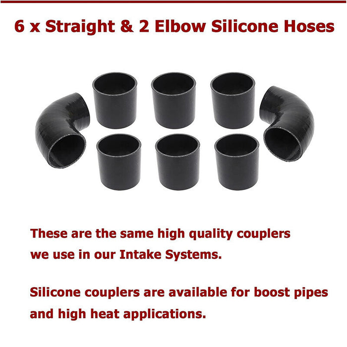 DURAFORCE 2.5" Aluminum Turbo Intercooler Piping Kit + Elbow Hose + Bolt Clamps Part New