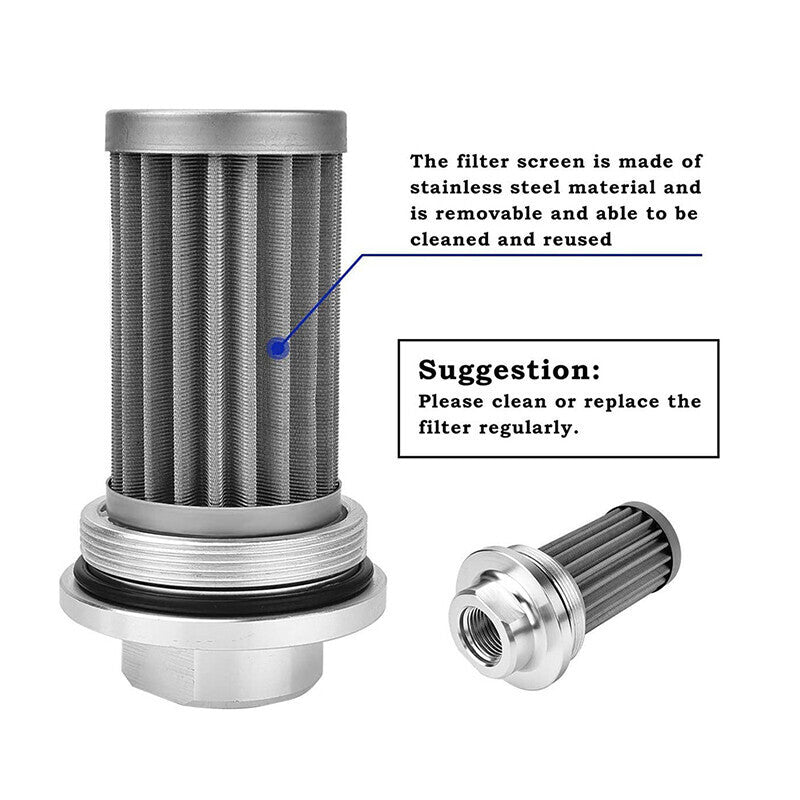 DURAFORCE Aluminum High Flow 58mm Inline Fuel Filter 100 Micron AN6 AN8 AN10 Adapter