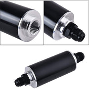 DURAFORCE Aluminum High Flow 58mm Inline Fuel Filter 100 Micron AN6 AN8 AN10 Adapter