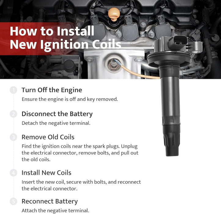 DURAFORCE 6pcs Ignition Coil & Spark Plug UF553 Fit For 2008-2016 Ford Edge Explorer 3.5L