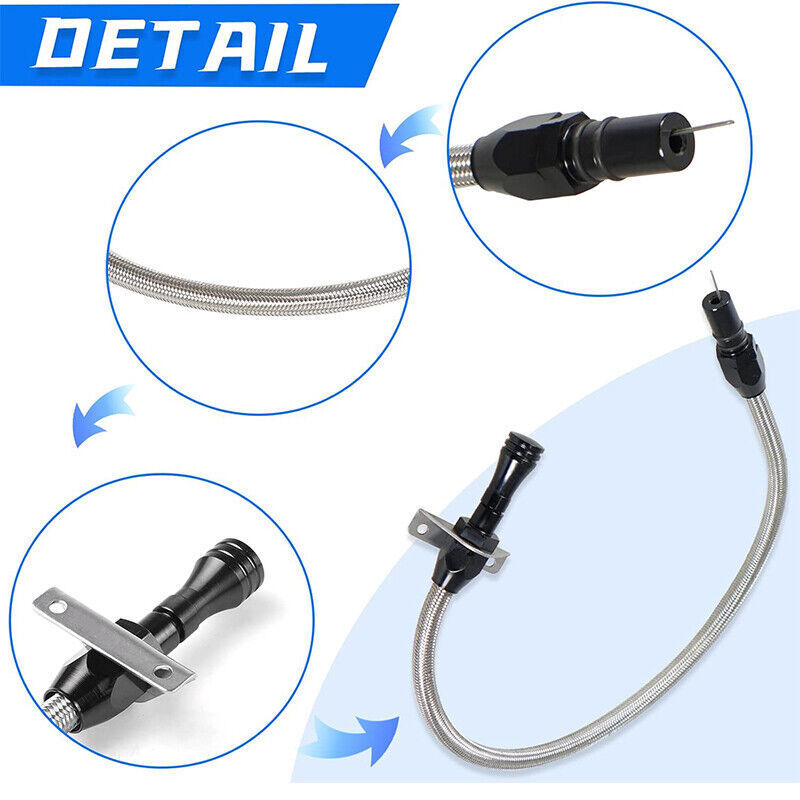 DURAFORCE Transmission Dipstick Stainless Braided Hose for Chevy GM TH350 TH-400 700R4 SBC