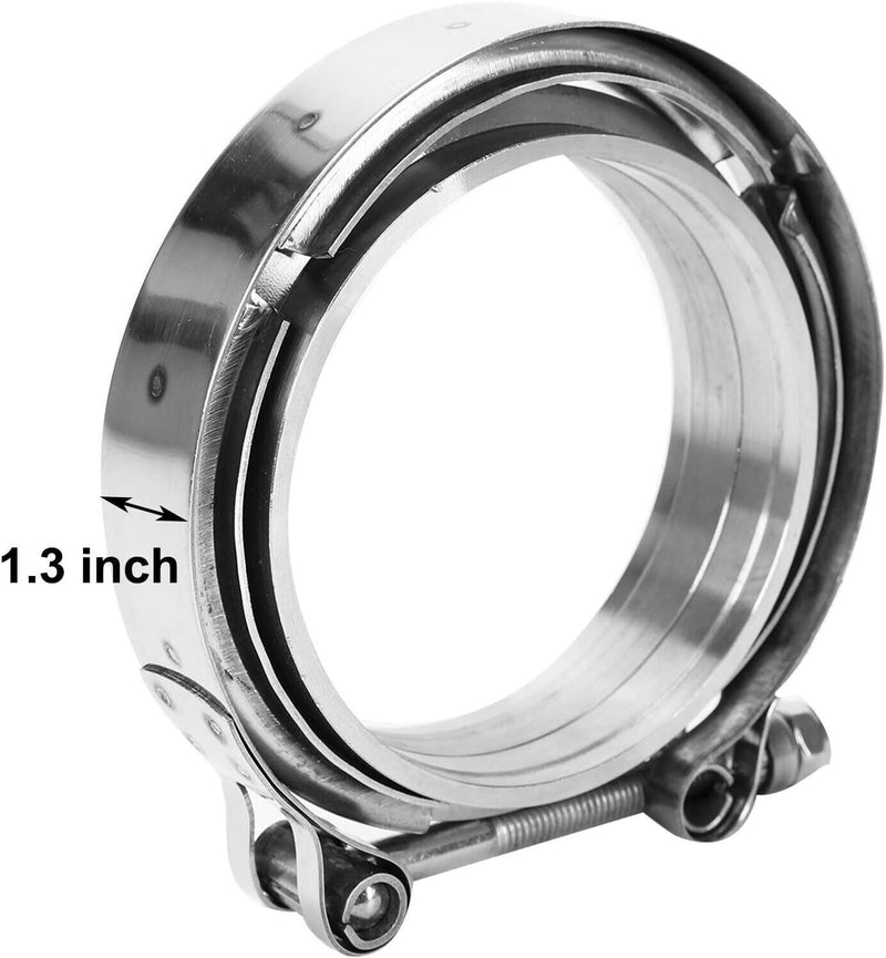 DURAFORCE 4X 3.5" Inch V Band Exhaust Clamp Kit with Flange Male Female Sliver Steel
