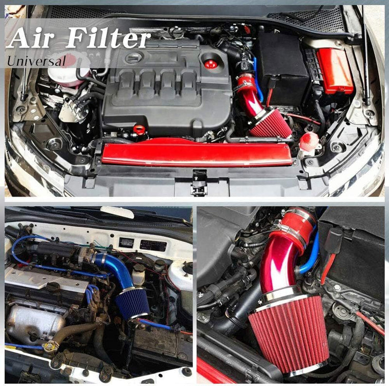 DURAFORCE Car Cold Air Intake Filter Induction Kit 3" Pipe Aluminum Power Flow Hose System