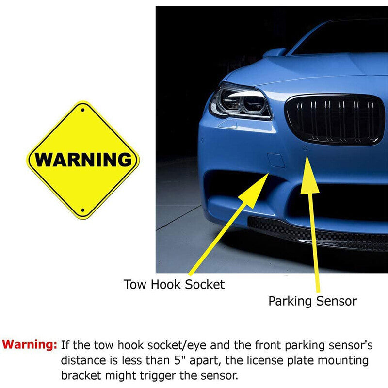DURAFORCE Universal Front Bumper Tow Hook License Plate Mount Bracket Holder for Most Car