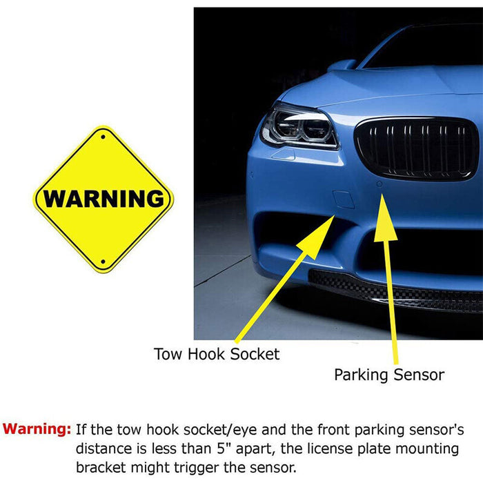 DURAFORCE Universal Front Bumper Tow Hook License Plate Mount Bracket Holder for Most Car