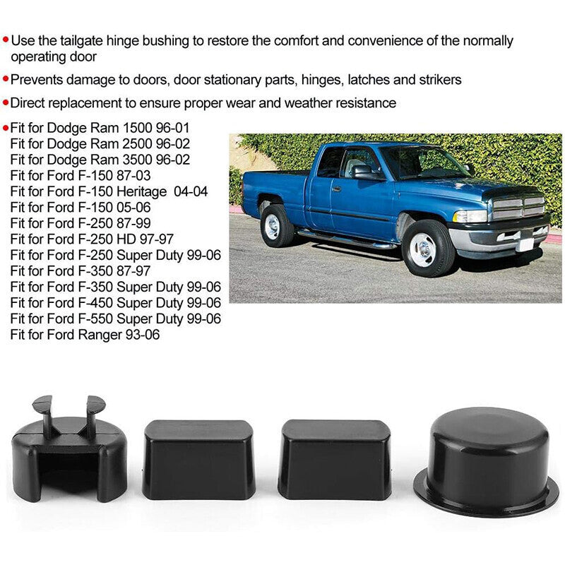 DURAFORCE Tailgate Hinge Pivot Bushing Insert Kit for Dodge Ram Ford f150 f250 f350 Trucks