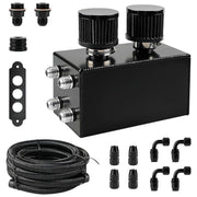 DURAFORCE AN10 Inlet Oil Catch Can Reservoir Tank Dual Breather Filter Baffled Tank Kit