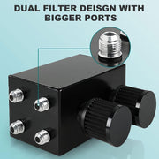 DURAFORCE AN10 Inlet Oil Catch Can Reservoir Tank Dual Breather Filter Baffled Tank Kit