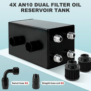 DURAFORCE AN10 Inlet Oil Catch Can Reservoir Tank Dual Breather Filter Baffled Tank Kit