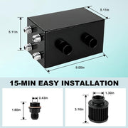 DURAFORCE AN10 Inlet Oil Catch Can Reservoir Tank Dual Breather Filter Baffled Tank Kit