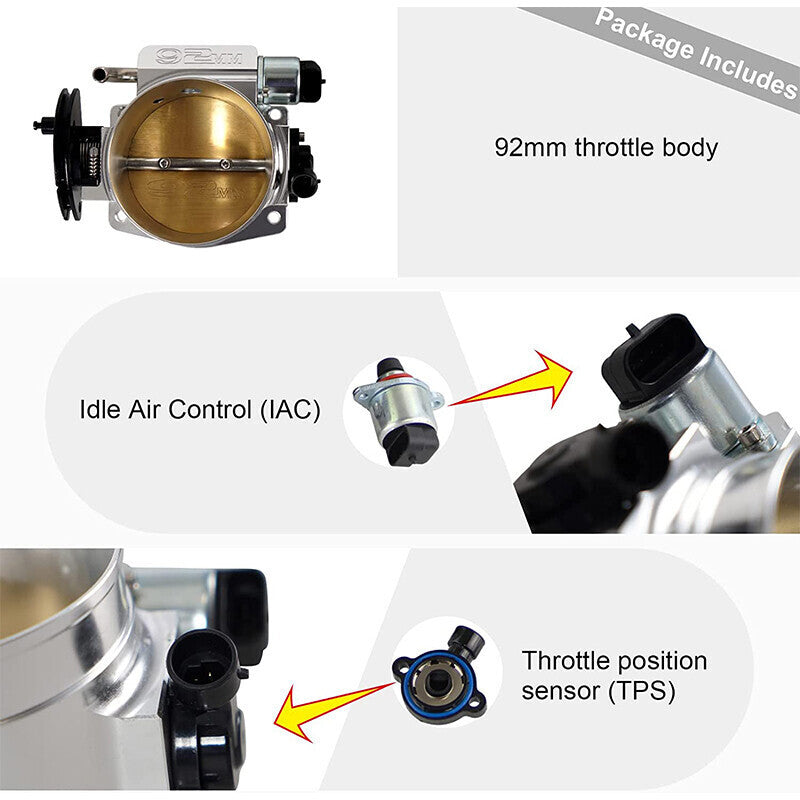 DURAFORCE New 92mm Throttle Body & TPS IAC Throttle Cable Bracket for LSX LS LS1 LS2 LS7