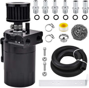 DURAFORCE Oil Catch Can Kit Reservoir Black Tank with Breather Filter Universal Aluminum