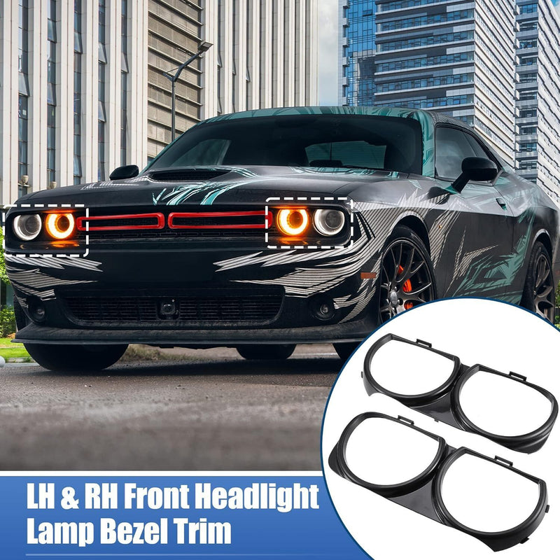 DURAFORCE Headlight Bezel Trim Front Lamp Cover for Dodge Challenger 2015-2020 Left &Right