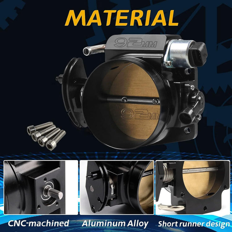 DURAFORCE 92mm Throttle Body+TPS IAC+Adapter Plate Fit For Chevy GM Gen III LSX LS LS1 LS2