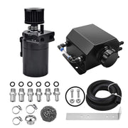 DURAFORCE Universal Aluminum Oil Catch Can Kit Reservoir Tank + 1L Coolant Radiator Tank