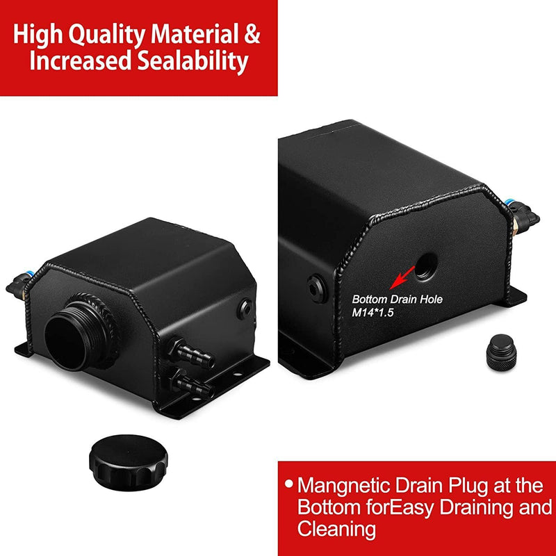 DURAFORCE Universal Aluminum Oil Catch Can Kit Reservoir Tank + 1L Coolant Radiator Tank
