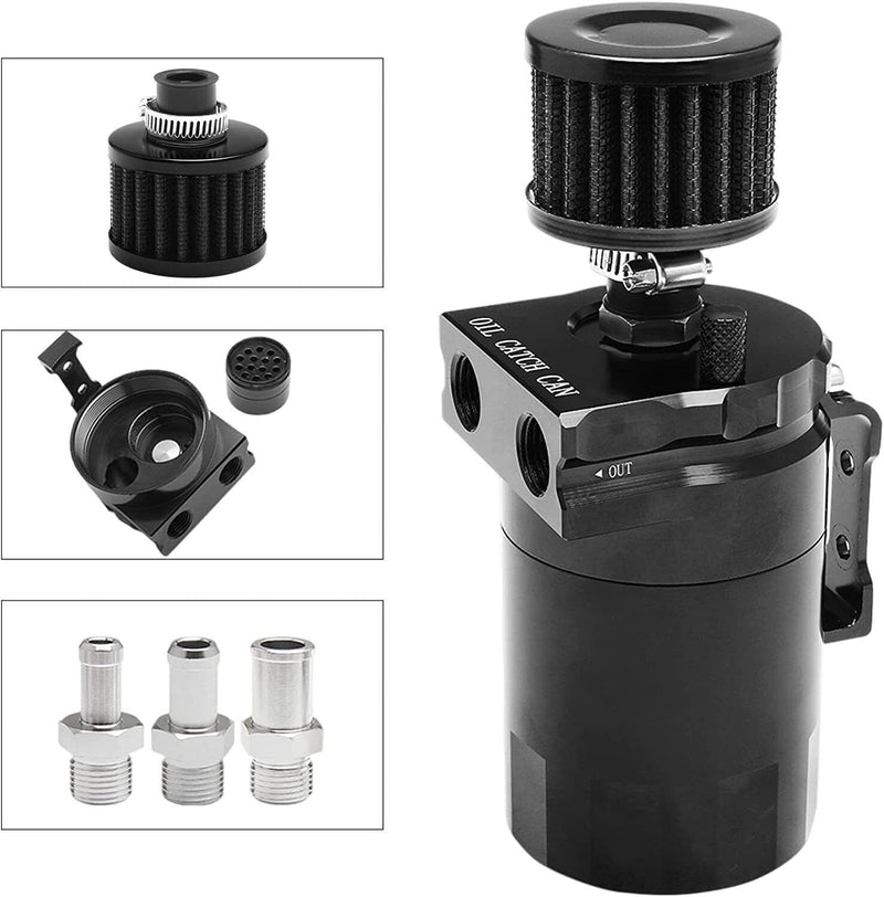 DURAFORCE Universal Aluminum Oil Catch Can Kit Reservoir Tank + 1L Coolant Radiator Tank