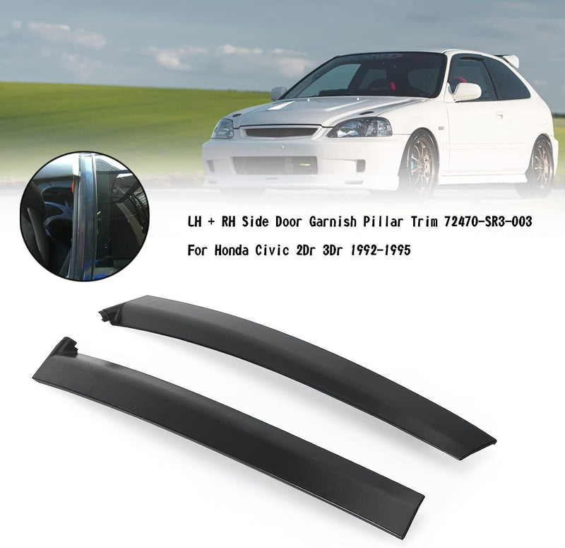 DURAFORCE New Left&Right Side Door Garnish Trim Pillar Sash For 1992-1995 Honda Civic US