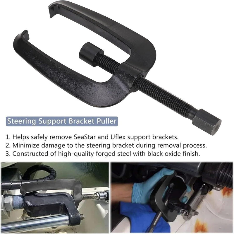 DURAFORCE Hydraulic Steering Support Bracket Puller Steel Fits for Seastar, Uflex Black